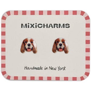 Cavalier Dog Earrings, King Charles Spaniel Jewelry, Handmade Pet Lover Gift, Dog Mom Gift, Hypoallergenic Stainless Steel Studs