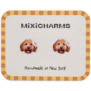 Cockapoo Dog Earrings, Cocker Poodle Mix Dog Jewelry, Handmade Pet Lover Gift, Dog Mom Gift, Hypoallergenic Stainless Steel Studs