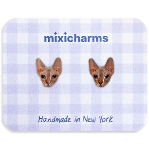 Sphynx Cat Earrings, Hairless Cat Studs, Naked Cat Jewelry, Handmade Gift for Cat Lovers, Hypoallergenic Stainless Steel Studs