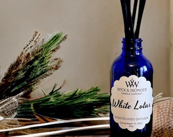 Cobalt Blue Reed Diffuser | 4oz / 8oz Naturally Scented Oil Refill | Long Lasting Home Fragrance
