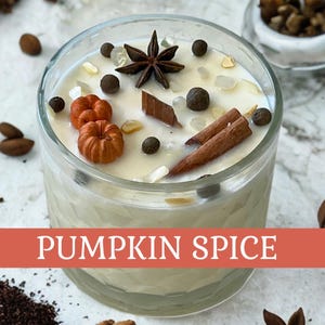 Pumpkin Spice Candle Fall Scented Candles Autumn Home Decor Candle Handmade Natural Scented Soy Wax Wood Wick Pumpkin Fall Candle Gift
