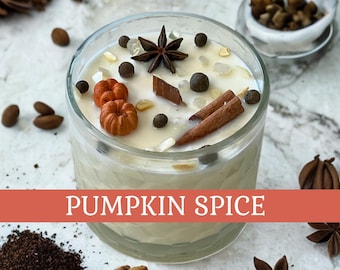 Pumpkin Spice Candle: Fall Scented Soy Wax Candle with Wood Wick
