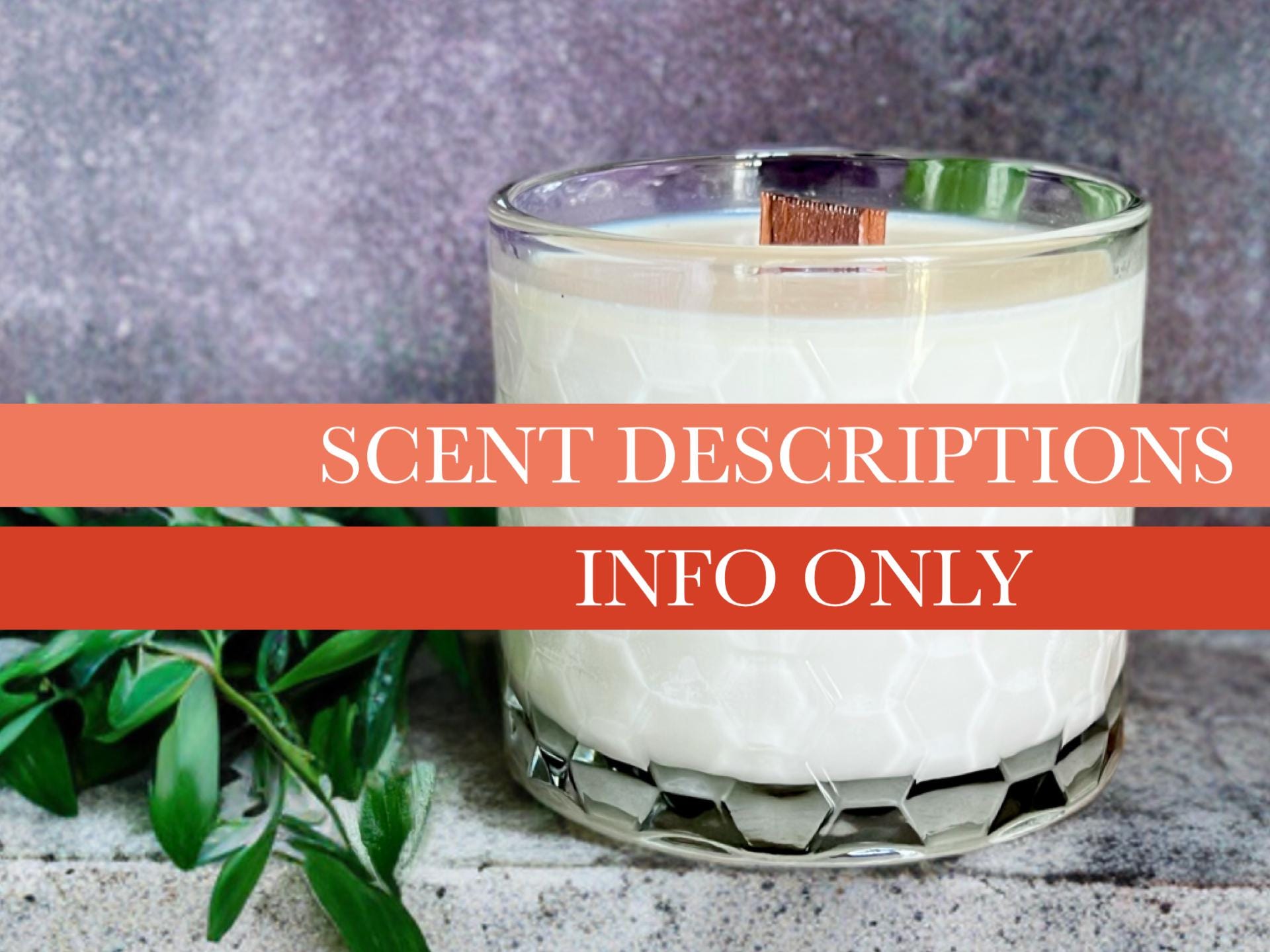 Scent List Details and Descriptions WICK & WONDER CANDLE Co WickNWonderCandleCo.etsy.com WickNWonderCandleCo Wick and Wonder Candle Company