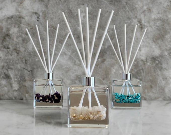 Reed Diffuser with Crystal Chips: Naturally Scented Home Decor Room Fragrance