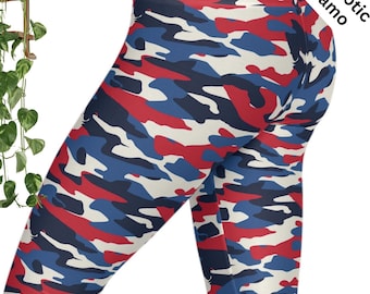 4th of July Leggings | Patriotic Leggings Women | USA Flag Leggings | Red White Blue Workout Pants | Independence Day Outfit