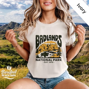 Badlands National Park Shirt, Vintage Park Tee with Bison, National Parks Graphic Tee, Retro Hiking Shirt, Nature Lover Gift
