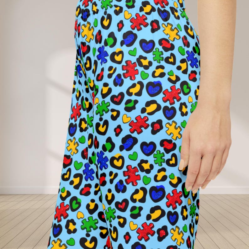 Autism Awareness Pajama Pants | Puzzle Heart Womens PJs | Special Education Gift | April Awareness Sleepwear image 7