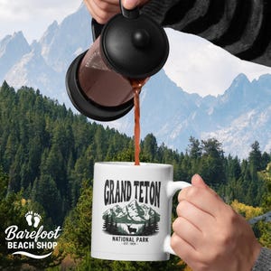 Grand Teton National Park Mug | Retro Mountain Coffee Cup | Grand Teton Souvenir Gift | Nature Lover Travel Mug | Wyoming Elk Design
