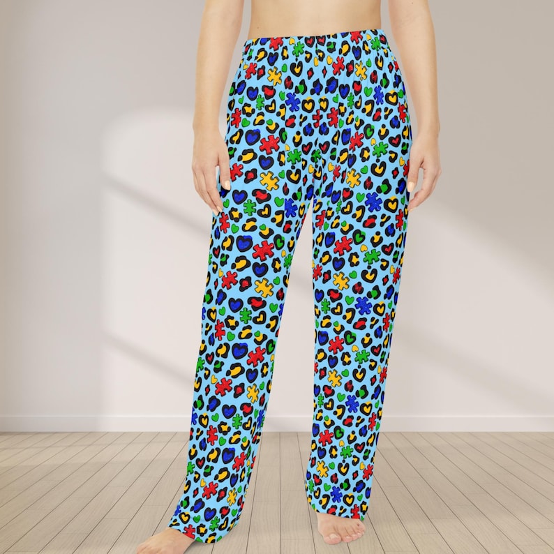 Autism Awareness Pajama Pants | Puzzle Heart Womens PJs | Special Education Gift | April Awareness Sleepwear image 3
