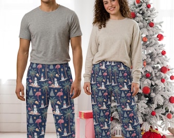 Family Matching Christmas Pajamas | Coastal Flamingo PJs Set | Women Men Kids Pajama Pants | Beach Christmas Outfit | Holiday Family PJs