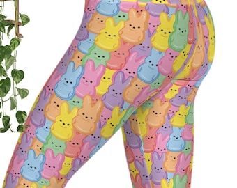 Pastel Bunny Leggings | Easter Peeps Print Yoga Pants