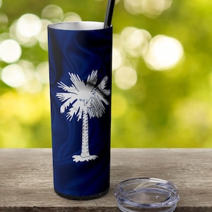 South Carolina Flagge Becher: Palme & Halbmond, 20 Unzen Skinny Travel Mug