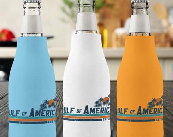 Funda para bebidas del Golfo de América / Regalo del Día del Padre para papá / Enfriador de botellas de cerveza patriótico / Regalo para él / Funda para bebidas de EE. UU.