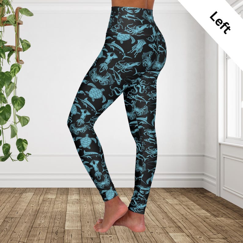 Octupus Workout Aqua Sea Creature Leggings | Ocean Turtle Crab Octopus Yoga Pants ...