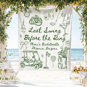 Last Swing Before The Ring Banner, Golf Bachelorette Backdrop, Personalized Bride Party Tapestry, Bachelorette Weekend Sign,Golf Hobby Decor