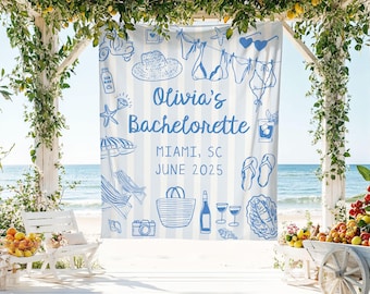 Custom Miami Bachelorette Banner, Coastal Bride To Be Party Backdrop, Beach Vacation Hen Party Sign, Last Sail Before The Veil Bach Decor