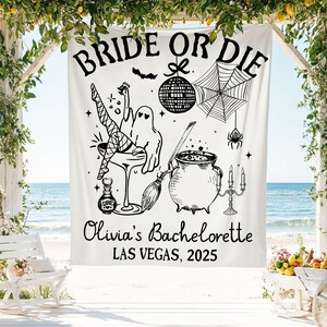Bride Or Die Bachelorette Banner, Spooky Bachelorette Party Backdrop, Gothic Bridal Shower Party Decor, Til Death Do Us Party Tapestry