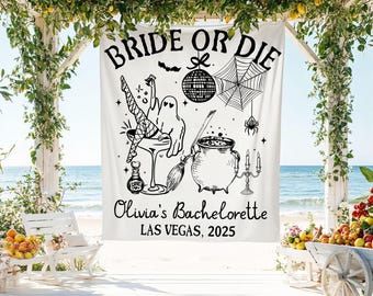 Bride Or Die Bachelorette Banner, Spooky Bachelorette Party Backdrop, Gothic Bridal Shower Party Decor, Til Death Do Us Party Tapestry