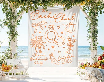 Bannière du club Bach personnalisée, tapisserie personnalisée EVJF, toile de fond personnalisée future mariée, décoration de fête, bannière de proposition de demoiselle d'honneur