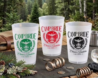 Vasos acrílicos esmerilados para despedida de soltera con temática de campamento, vasos personalizados inspirados en servilletas para la fiesta nupcial, recuerdo para despedida de soltera con temática de campamento en la montaña.