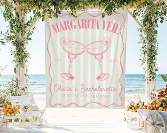 Margarita Veil Bachelorette Banner, Custom Bachelorette Party Tapestry, Bridal Shower Decor, Final Fiesta Backdrop, Bride To Be Gift Banner