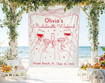 Custom Beach Bachelorette Weekend Banner, Custom Bride Party Backdrop, Girls Trip Sign, Cocktail Bach Decoration, Bride Squad Banner