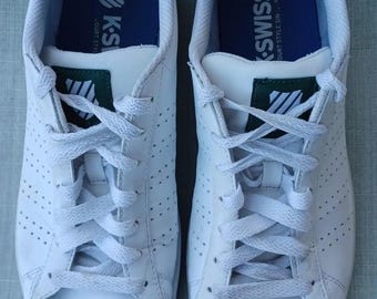 Zapatillas deportivas vintage K-Swiss Court Style Low de cuero blanco para hombre, talla 10