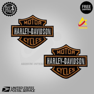 Buy 1 Get 1 Free Harley Davidson Orange Classic Logo Patch Embroidery Iron On - Sew On Patch Ship From USA
