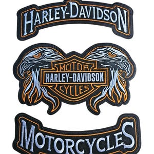 Harley Davidson Orange Double Eagles Embroidered Patch Set