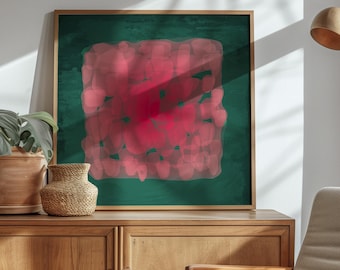 Mid Century Modern Wall Art: Pink & Green Abstract Print (Digital Download)