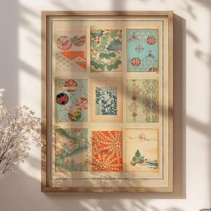 Japandi Wall Decor Collage of Vintage Japanese Art: Minimalist Wabi Sabi Print