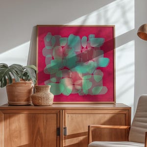 Abstract Colourful Mid Century Modern Square Wall Art: MCM Handpainted Original Painting