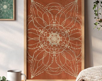 Lámina de arte mural botánico bohemio: estilo vintage pintado a mano (descarga digital)