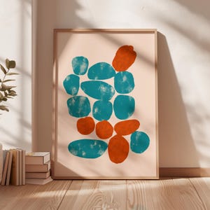 Minimalist Colourful Printable Wall Art: Mid Century Modern Print Blue Orange