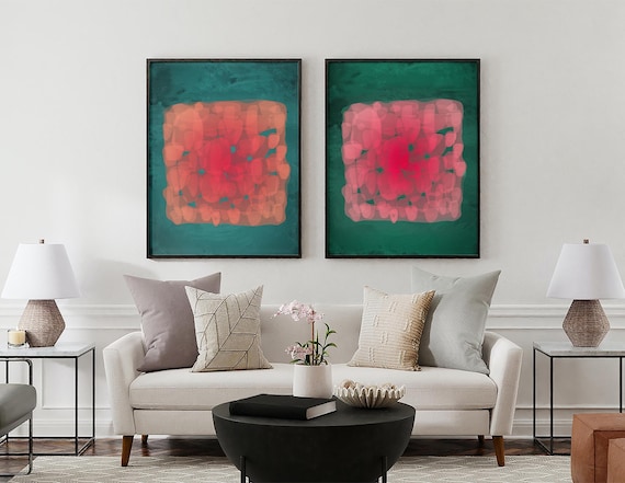 Abstract Handpainted Art Print Set: Colorful Mid-Century Modern Paintings (Digital Download)