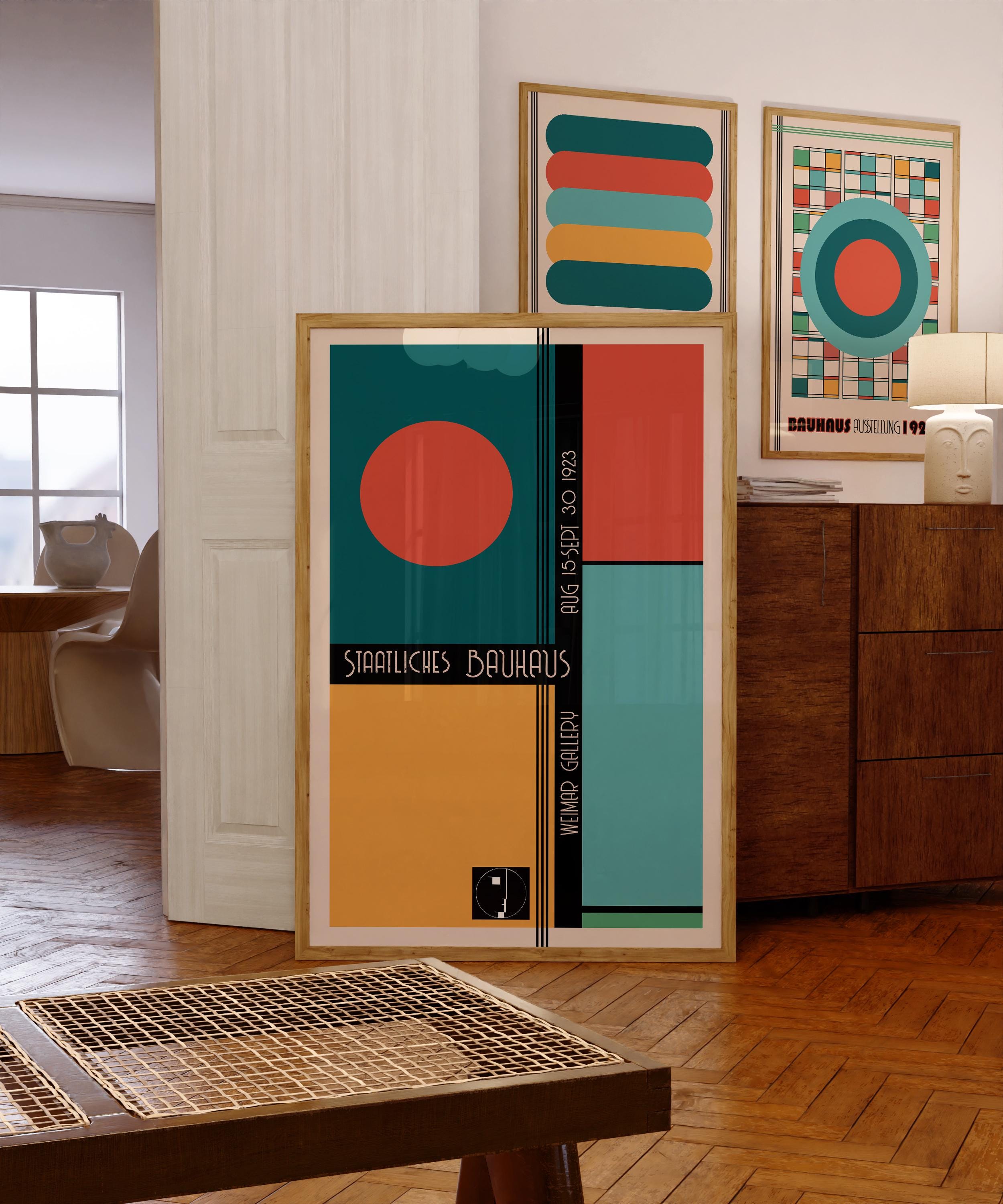 Mid Century Modern Wall Art Set of 3: Tryptich Geometrical Downloadable ...