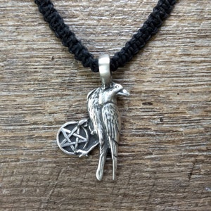 Raven Pentagram Black Hemp Macrame WiccaNecklace