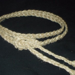 Braided Natural Hemp Adjustable Tieback Belt. 100% Hemp Material.