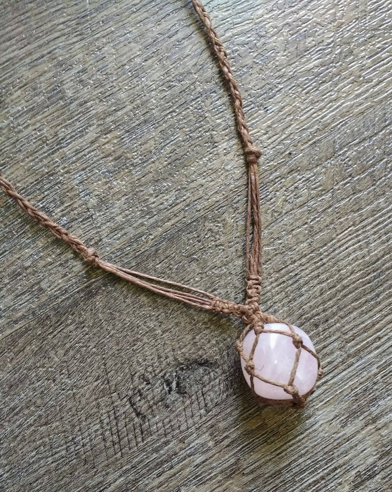 Gemstone Hemp Basket Weave Pendant Necklaces Etsy