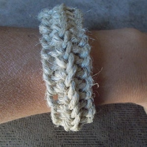 Macrame Natural Hemp Cuff Band Bracelet. 100% Hemp Material.