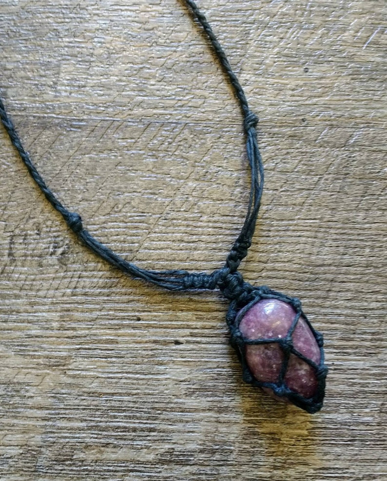 Gemstone Hemp Basket Weave Pendant Necklaces Etsy