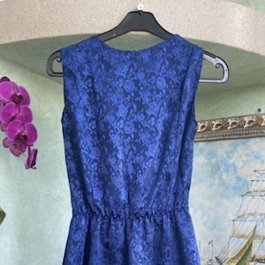 Women&#39;s Blue Sleeveless Party Floral Fit And Flare Dress Size S
