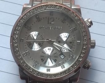 Michael Kors Silver Crystal Rhinestone Chronograph Watch
