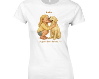 Maglietta da donna Labrador Lover - Labrador giallo e ragazza - Amante del Labrador - Amante dei cani