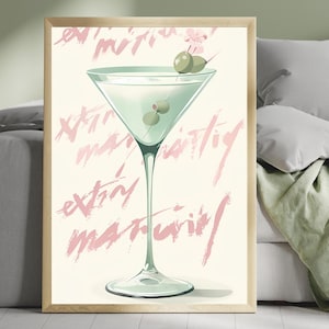 Martini Coquette Martini Wall Art retro Print Martini Print Bar Cart Martini Glasses Cocktail Poster Bar Printable Art Martini Gifts