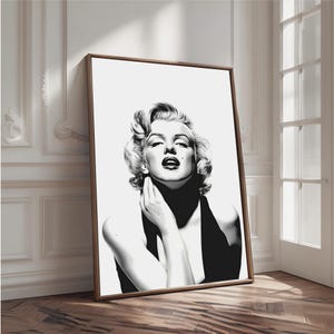 Vintage blonde Hollywood-style art - Black and White Print, Fashion Photography, Vintage Hollywood Wall Poster, 300 DPI, Digital Download