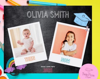 Graduation Keepsake Template, Then and Now Photo Collage (Digital Download)