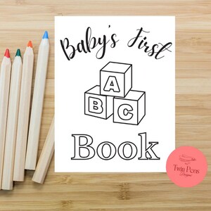 空白のアルファベットブック、ABC ベビーシャワーぬり絵ブック、赤ちゃんの最初の ABC ブック、ベビーシャワーのアクティビティ、ベビーシャワーのゲストゲーム、即時ダウンロード