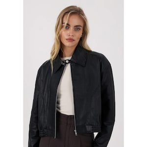 Oversized Black Leather Jacket with Belt: Handmade Lambskin Moto Style
