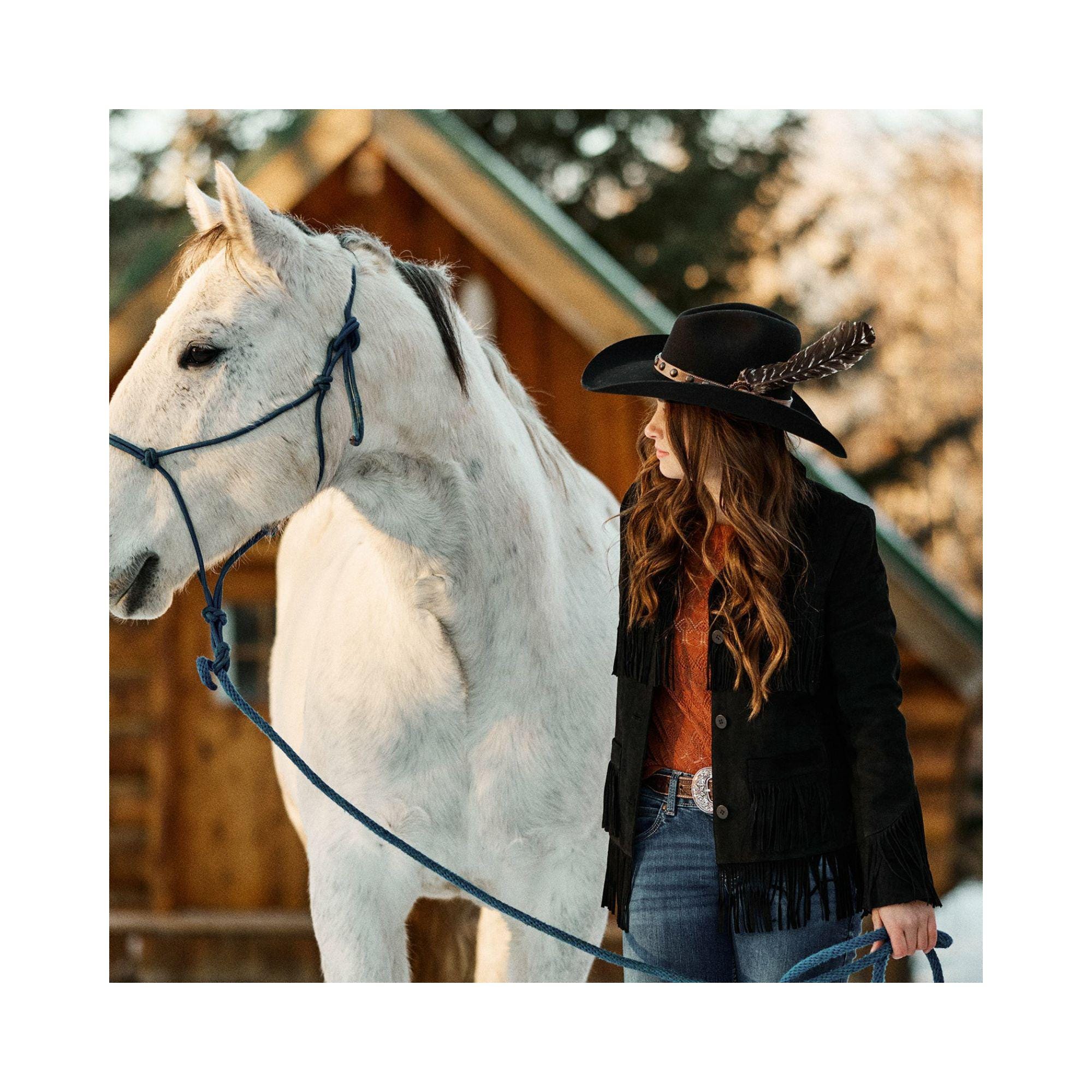Veste Femme Vintage à Franges - Blouson Court d'Extérieur - Faux Cuir Souple - Manteau Léger Mi-Saison - Style Western Chic pour Voyage Loisirs Veste